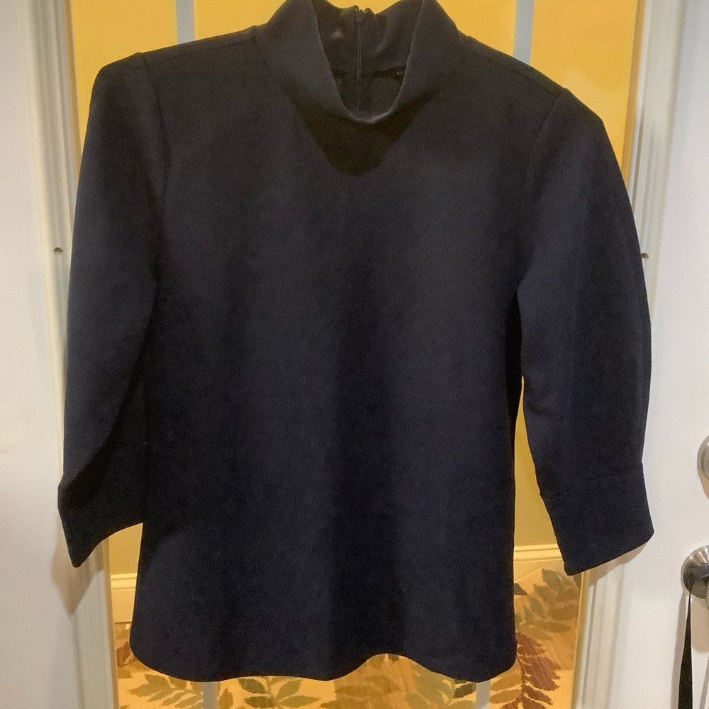 Ann Taylor Black Mock Neck Three-Quarter Sleeve Top